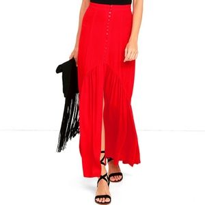 LuLu's Red Button down maxi skirt Size M